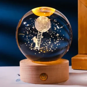 3d Galaxy Space Crystal Ball Night Light With Stand