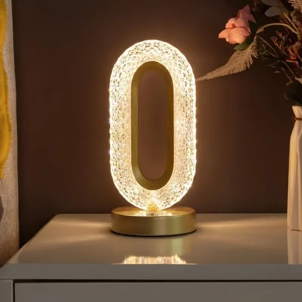 3 Colors LED Crystal Table Lamp, Dimmable Bedside Night Light, Rechargeable, Wireless, Creative Bar Decoration - Image 5