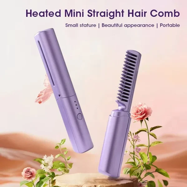 2-in-1 Hair Styling Brush, Straightener, Curler Comb Random Color - Image 2