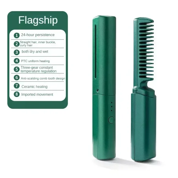 2-in-1 Hair Styling Brush, Straightener, Curler Comb Random Color - Image 7