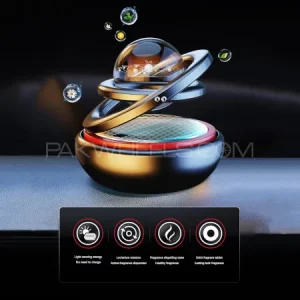 Solar Car Air Freshener Rotating Double-ring For Car Dashboard, Aesthetic Car Decor | Best Quality ( Random Color )