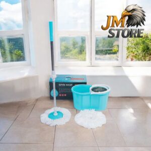 Magic Spin Mop Set – 360° microfiber head with spin & squeeze tech for quick, efficient cleaning.